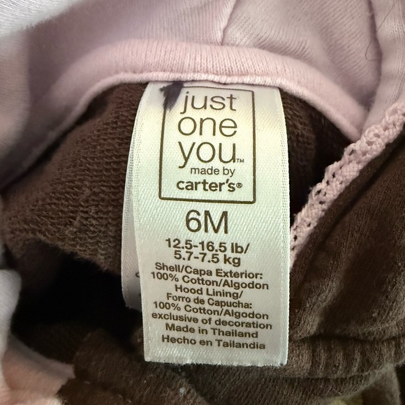 Carter's Brown and Pink Baby Jacket with Hood - Picture 2 of 5